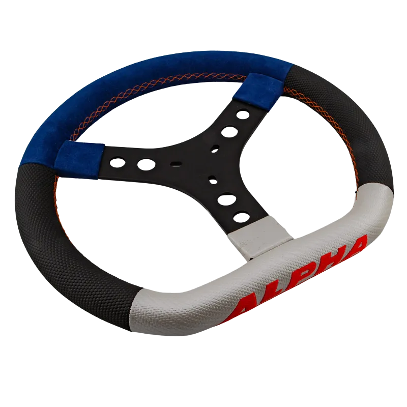 STANDARD ALPHA STEERING WHEEL BLUE/ORANGE 3 SPOKES