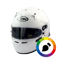 ARAI GP7-Helm mit individuell gestalteten HANS-Clips