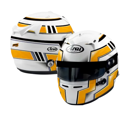 ARAI GP7-Helm mit individuell gestalteten HANS-Clips