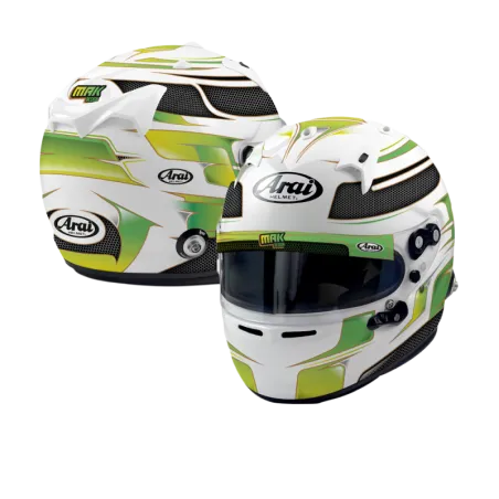 ARAI GP7-Helm mit individuell gestalteten HANS-Clips