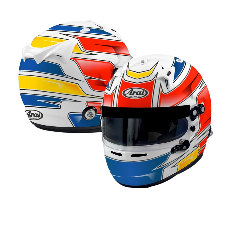 CASCO ARAI GP7 CON CLIPS HANS PERSONALIZADOS
