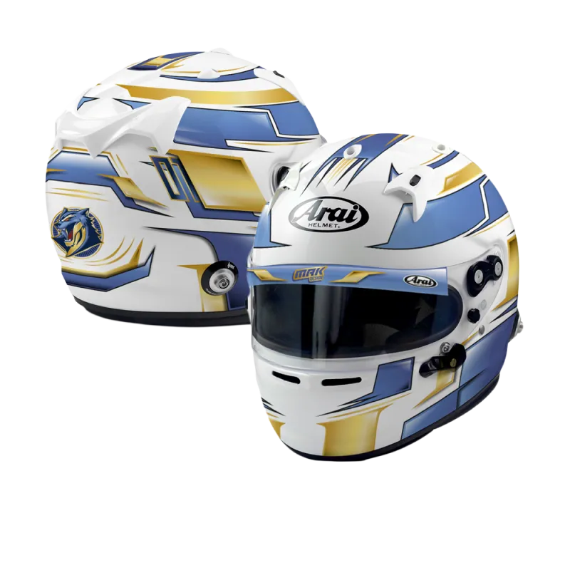 CASCO ARAI GP7 CON CLIPS HANS PERSONALIZADOS
