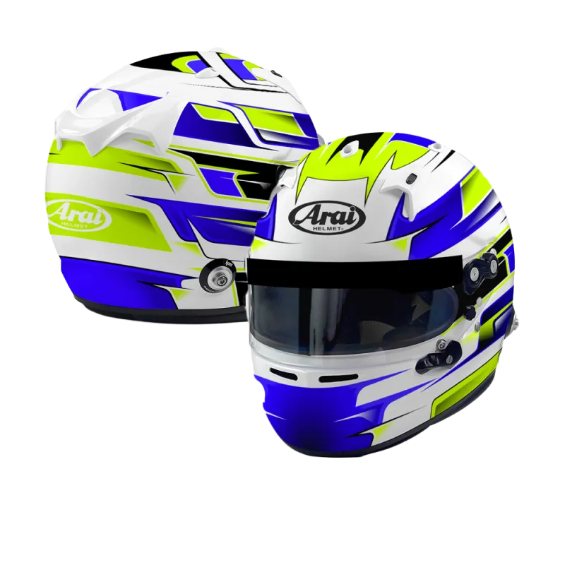CASCO ARAI GP7 CON CLIPS HANS PERSONALIZADOS