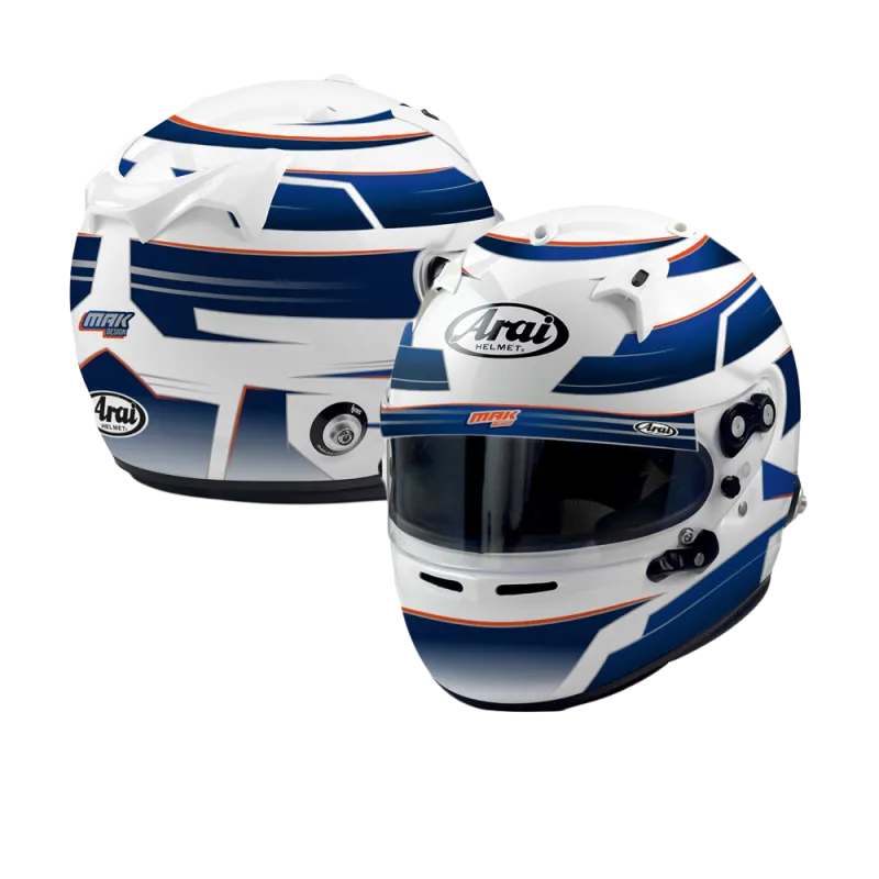 ARAI GP7-Helm mit individuell gestalteten HANS-Clips