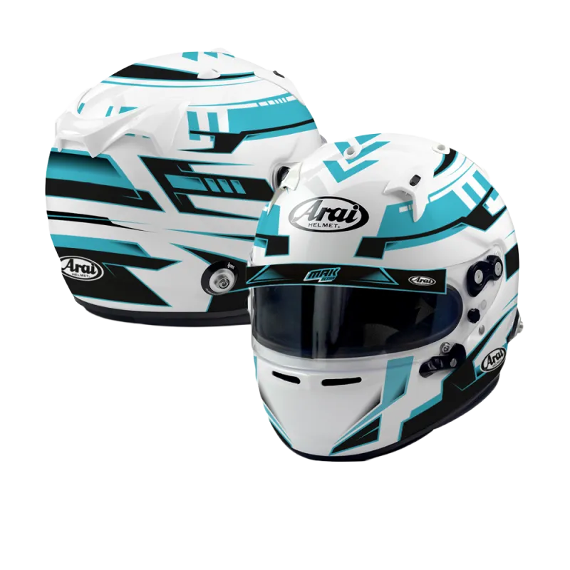 CASCO ARAI GP7 CON CLIPS HANS PERSONALIZADOS