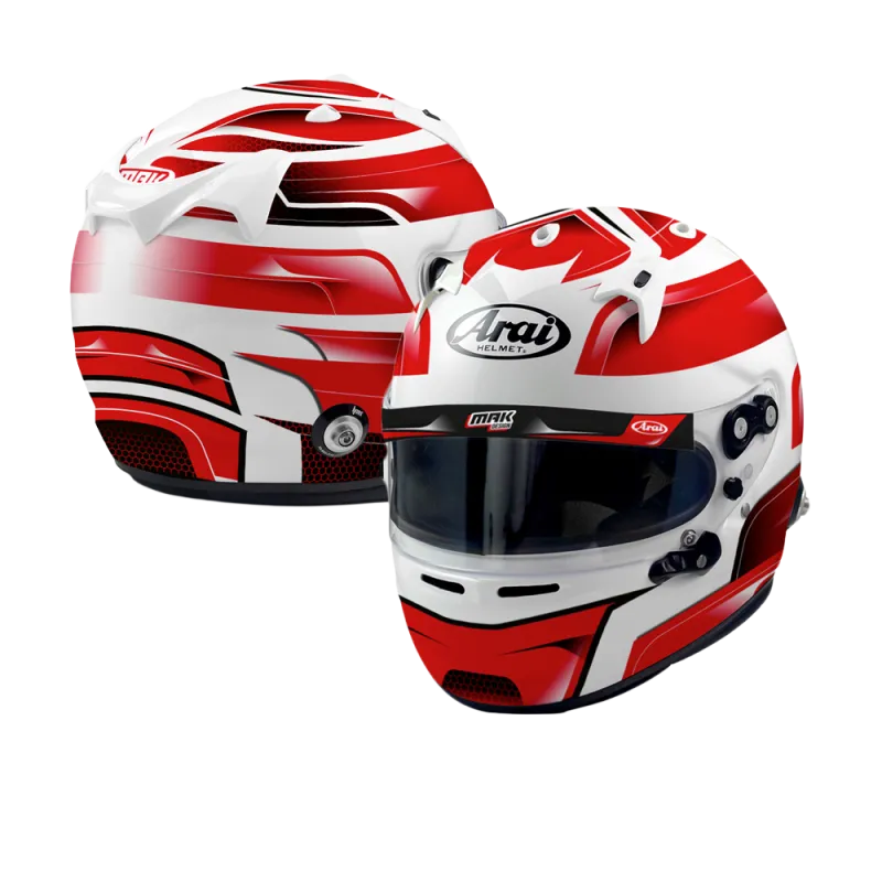 CASCO ARAI GP7 CON CLIPS HANS PERSONALIZADOS