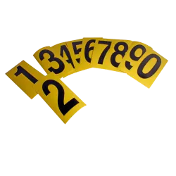 RACE NUMBERS ON YELLOW VINYL