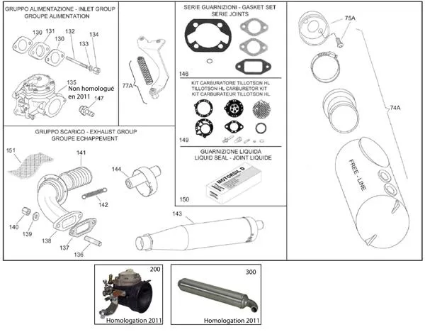 ECHAPPEMENT-CARBU-BTE A AIR - IAME PARILLA PUMA 85 CC-100 CC