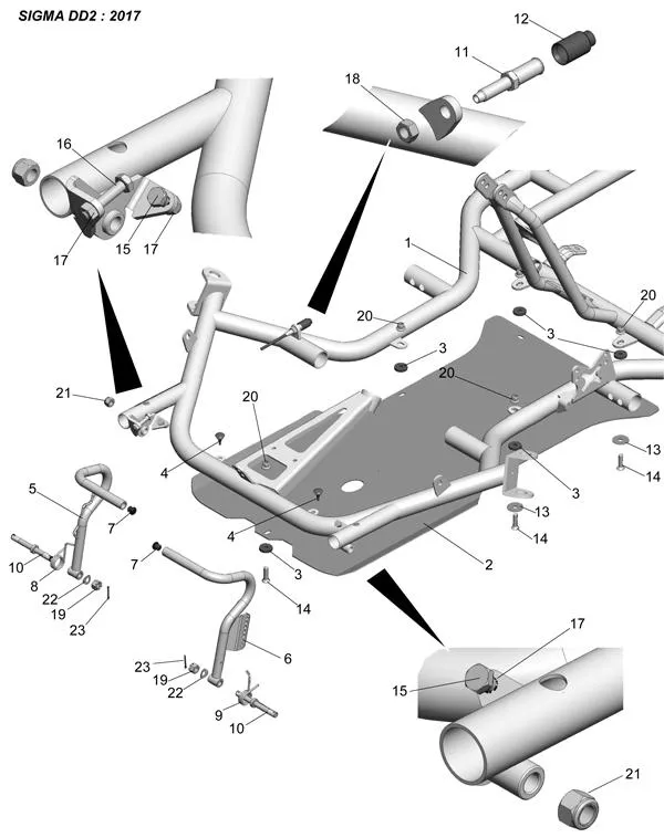 FRAME-FLOOR-PEDALS - SODI SIGMA DD2 2015-2017