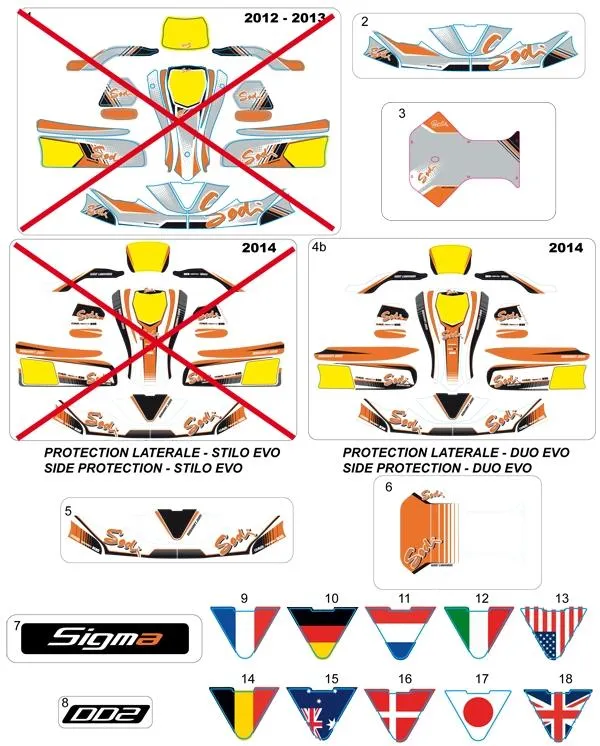 STICKERS DE CARROSSERIE - SODI SIGMA DD2 2012-2014