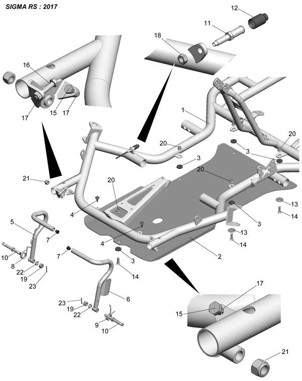 RAHMEN-BODEN-PEDALE – SODI SIGMA RS & R 2015–2017