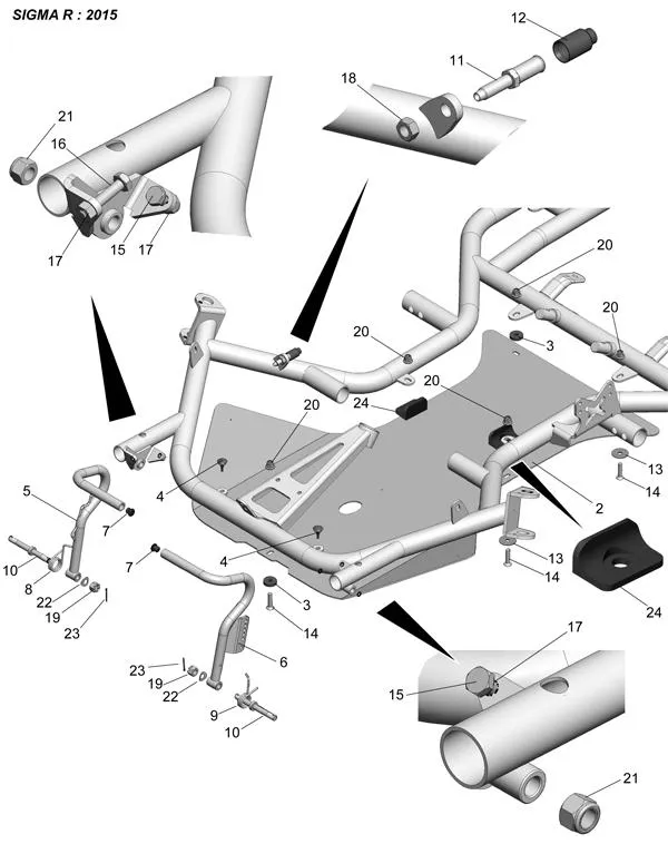 CADRE-PLANCHER-PEDALES - SODI SIGMA RS & R 2015-2017