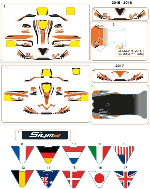 PEGATINAS PARA LA CARROCERÍA - SODI SIGMA RS & R 2015-2017