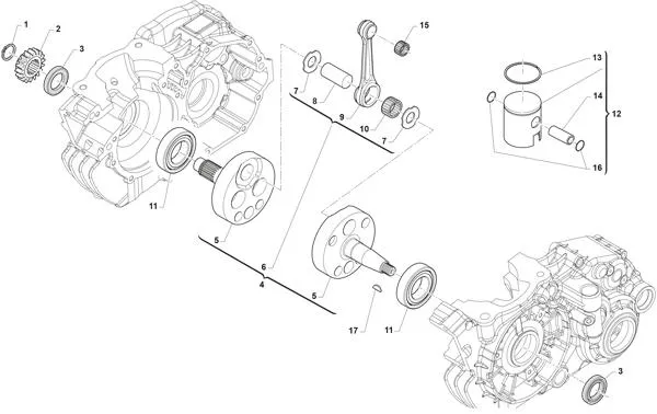 PISTONE E ALBERO MOTORE - TM KZ-R2