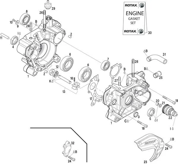 WASSERPUMPENGEHÄUSE – ANLASSER – ROTAX 125 MAX – J125 – MINI – MICRO