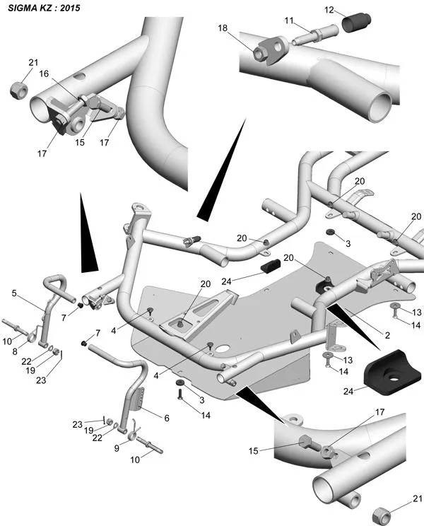 FRAME-FLOOR-PEDALS Ø32 - SODI SIGMA KZ 2015-2017