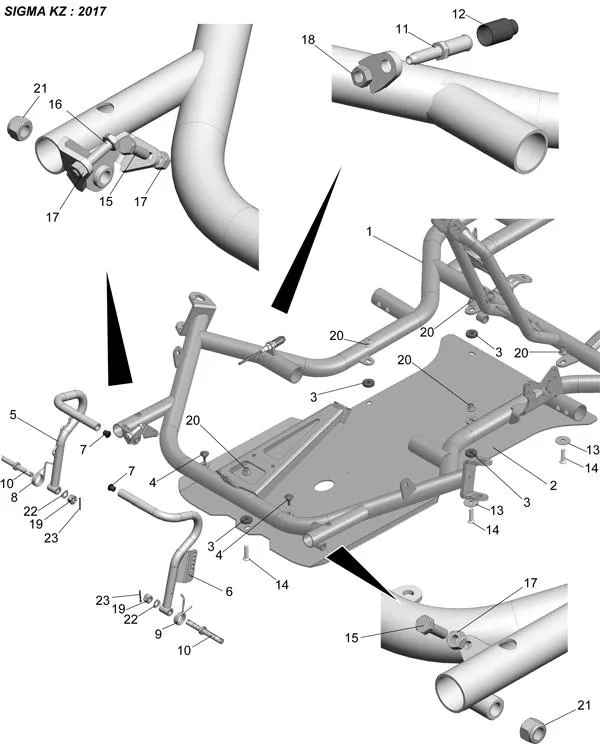 FRAME-FLOOR-PEDALS Ø30 - SODI SIGMA KZ 2015-2017